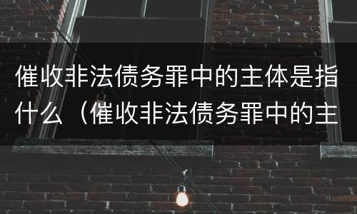 催收非法债务罪中的主体是指什么（催收非法债务罪中的主体是指什么）