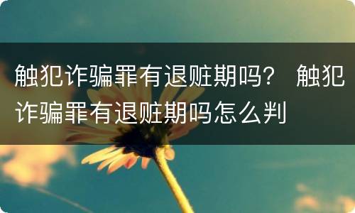 触犯诈骗罪有退赃期吗？ 触犯诈骗罪有退赃期吗怎么判