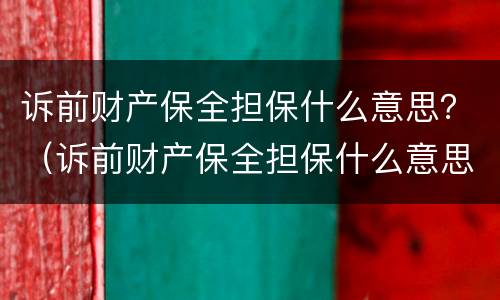 诉前财产保全担保什么意思？（诉前财产保全担保什么意思）