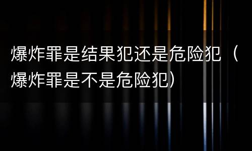 爆炸罪是结果犯还是危险犯（爆炸罪是不是危险犯）