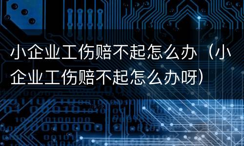 小企业工伤赔不起怎么办（小企业工伤赔不起怎么办呀）