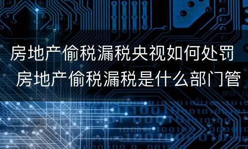 房地产偷税漏税央视如何处罚 房地产偷税漏税是什么部门管
