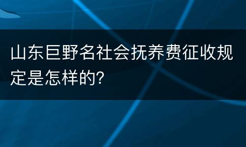 山东巨野名社会抚养费征收规定是怎样的？
