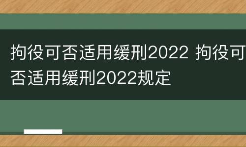 拘役可否适用缓刑2022 拘役可否适用缓刑2022规定