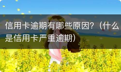 信用卡逾期有哪些原因?（什么是信用卡严重逾期）