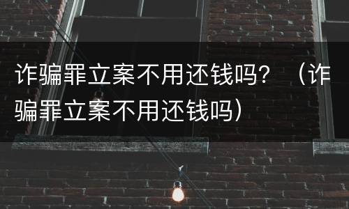诈骗罪立案不用还钱吗？（诈骗罪立案不用还钱吗）