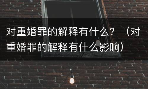 对重婚罪的解释有什么？（对重婚罪的解释有什么影响）