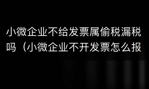小微企业不给发票属偷税漏税吗（小微企业不开发票怎么报税）