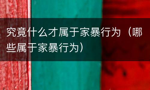 究竟什么才属于家暴行为（哪些属于家暴行为）