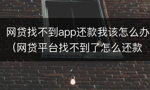 网贷找不到app还款我该怎么办（网贷平台找不到了怎么还款）