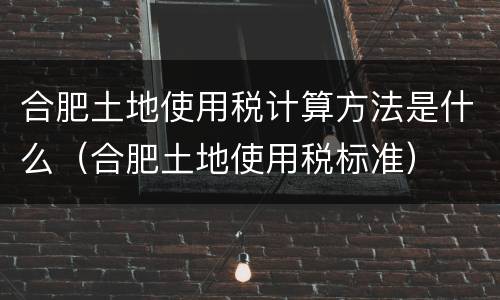 合肥土地使用税计算方法是什么（合肥土地使用税标准）