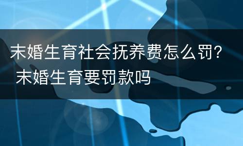 末婚生育社会抚养费怎么罚？ 末婚生育要罚款吗