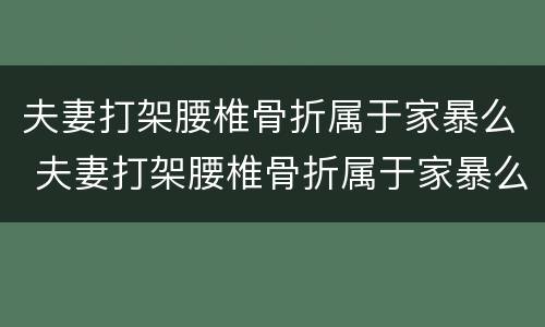 夫妻打架腰椎骨折属于家暴么 夫妻打架腰椎骨折属于家暴么吗