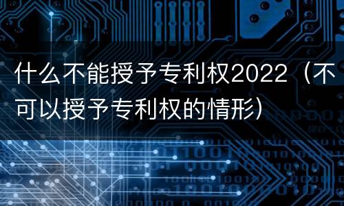 什么不能授予专利权2022（不可以授予专利权的情形）