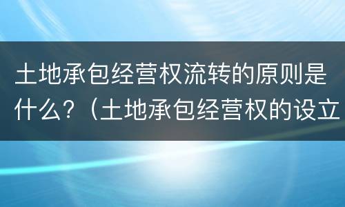 土地承包经营权流转的原则是什么?（土地承包经营权的设立和流转的区别）