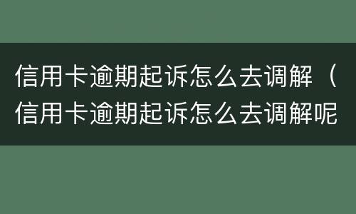 信用卡逾期起诉怎么去调解（信用卡逾期起诉怎么去调解呢）