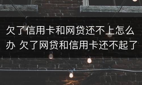 欠了信用卡和网贷还不上怎么办 欠了网贷和信用卡还不起了怎么办