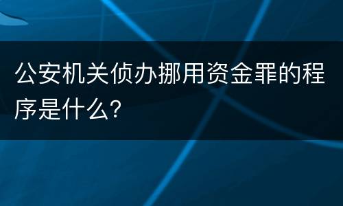 公安机关侦办挪用资金罪的程序是什么？