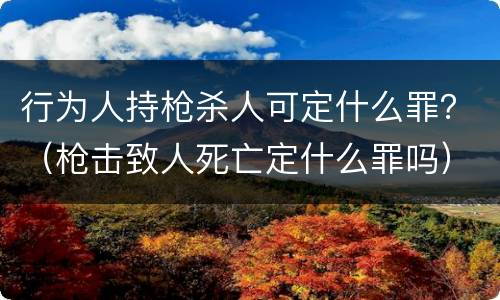 行为人持枪杀人可定什么罪？（枪击致人死亡定什么罪吗）