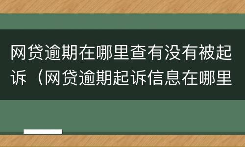 网贷逾期在哪里查有没有被起诉（网贷逾期起诉信息在哪里查）