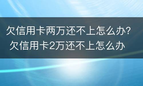 欠信用卡两万还不上怎么办？ 欠信用卡2万还不上怎么办