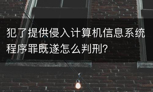 犯了提供侵入计算机信息系统程序罪既遂怎么判刑？