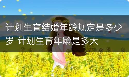 计划生育结婚年龄规定是多少岁 计划生育年龄是多大