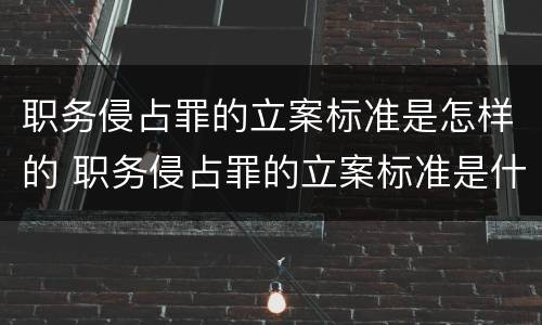 职务侵占罪的立案标准是怎样的 职务侵占罪的立案标准是什么