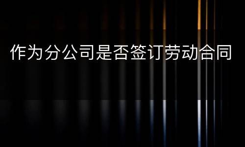 作为分公司是否签订劳动合同