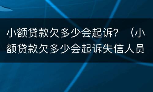 小额贷款欠多少会起诉？（小额贷款欠多少会起诉失信人员）
