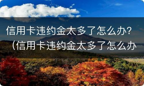 信用卡违约金太多了怎么办？（信用卡违约金太多了怎么办理）