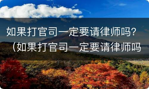 如果打官司一定要请律师吗？（如果打官司一定要请律师吗多少钱）