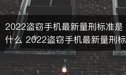 2022盗窃手机最新量刑标准是什么 2022盗窃手机最新量刑标准是什么呢