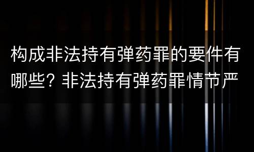 构成非法持有弹药罪的要件有哪些? 非法持有弹药罪情节严重