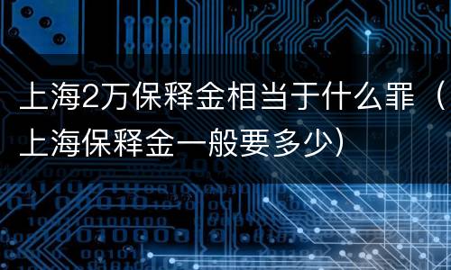 上海2万保释金相当于什么罪（上海保释金一般要多少）