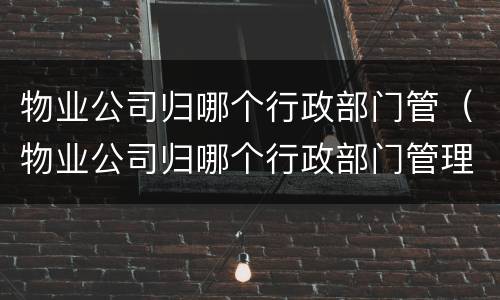物业公司归哪个行政部门管（物业公司归哪个行政部门管理）