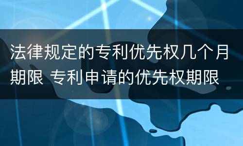 法律规定的专利优先权几个月期限 专利申请的优先权期限