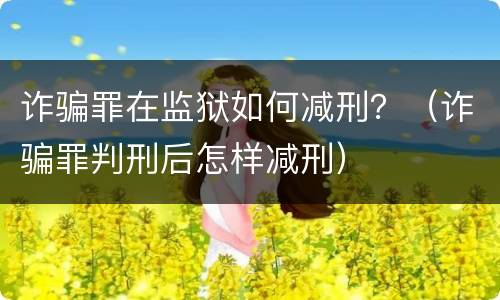 诈骗罪在监狱如何减刑？（诈骗罪判刑后怎样减刑）