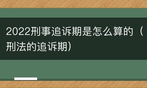 2022刑事追诉期是怎么算的（刑法的追诉期）