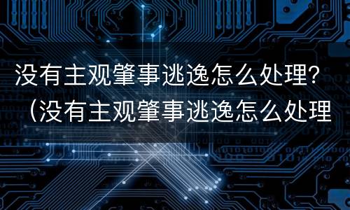 没有主观肇事逃逸怎么处理？（没有主观肇事逃逸怎么处理）