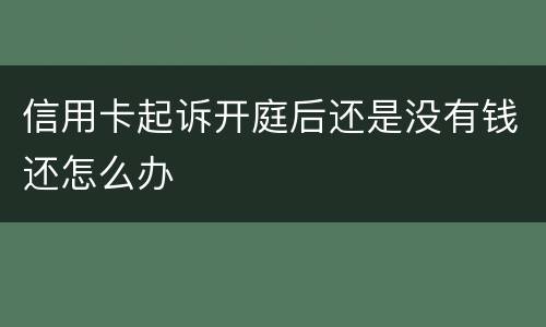 信用卡起诉开庭后还是没有钱还怎么办