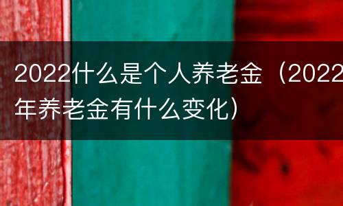 2022什么是个人养老金（2022年养老金有什么变化）