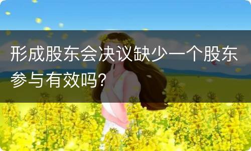 形成股东会决议缺少一个股东参与有效吗？