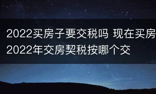 2022买房子要交税吗 现在买房2022年交房契税按哪个交
