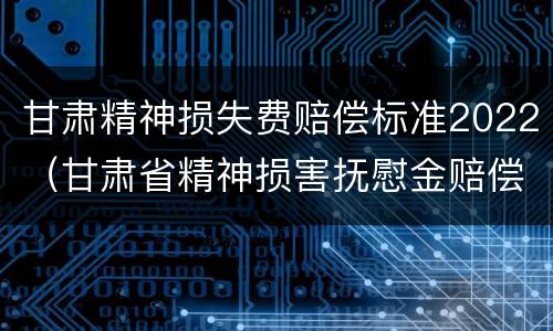 甘肃精神损失费赔偿标准2022（甘肃省精神损害抚慰金赔偿标准）