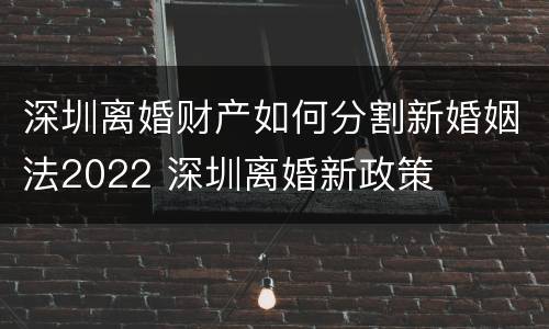 深圳离婚财产如何分割新婚姻法2022 深圳离婚新政策