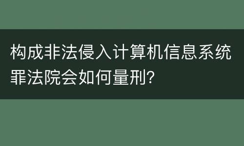 构成非法侵入计算机信息系统罪法院会如何量刑？