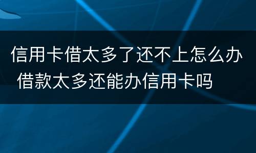 信用卡借太多了还不上怎么办 借款太多还能办信用卡吗