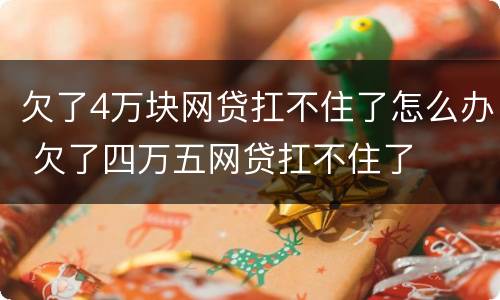 欠了4万块网贷扛不住了怎么办 欠了四万五网贷扛不住了