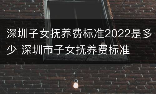 深圳子女抚养费标准2022是多少 深圳市子女抚养费标准